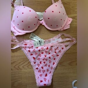 Pink Push up bra and a  Pink Thong